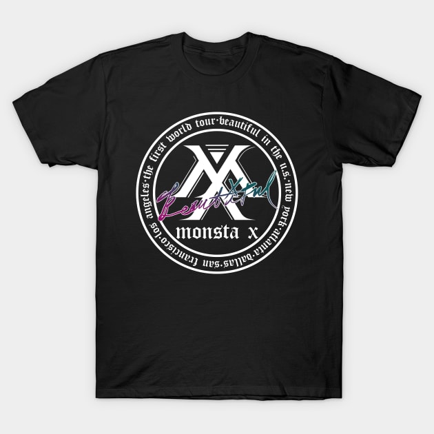 MONSTA X Beautiful World Tour US Stops Logo V3 T-Shirt by cxnq